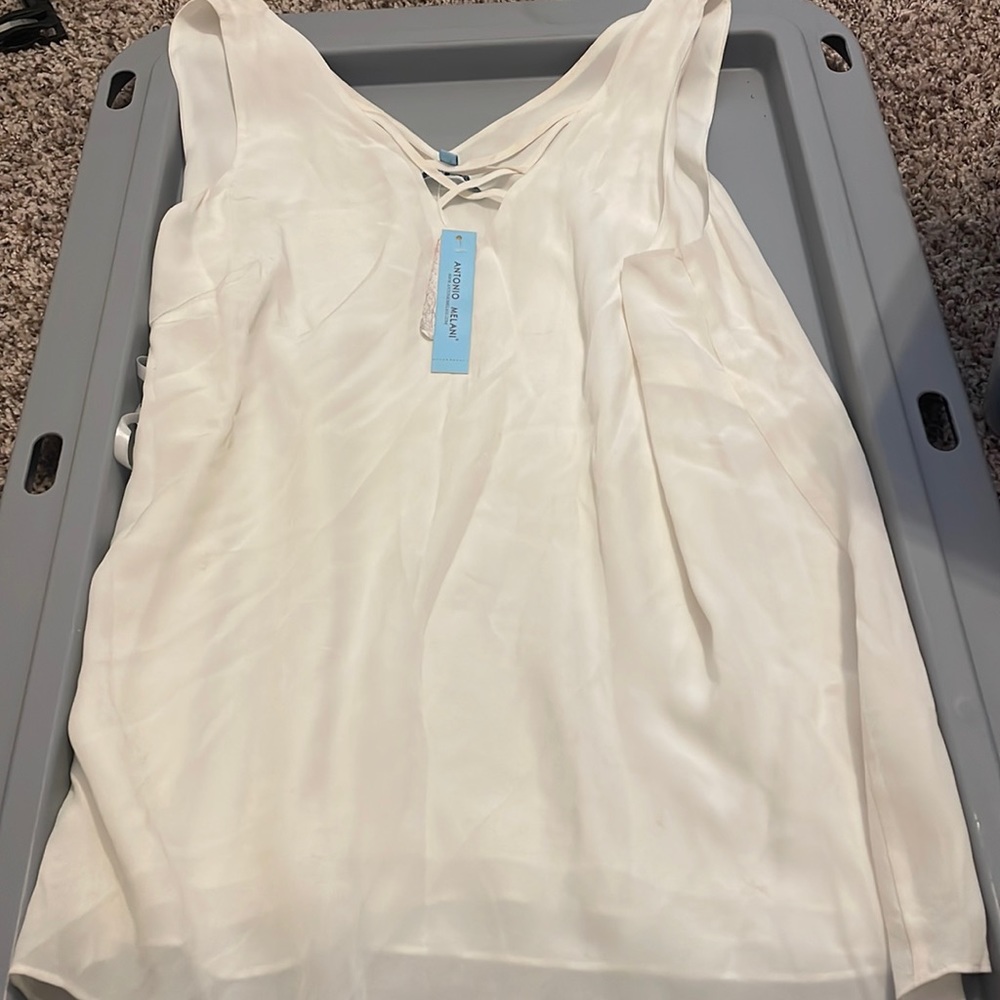 NWT, size medium, white, high neck, work blouse